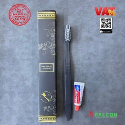 Bàn chải đen mờ khách sạn hộp giấy hoạ tiết in hoa văn