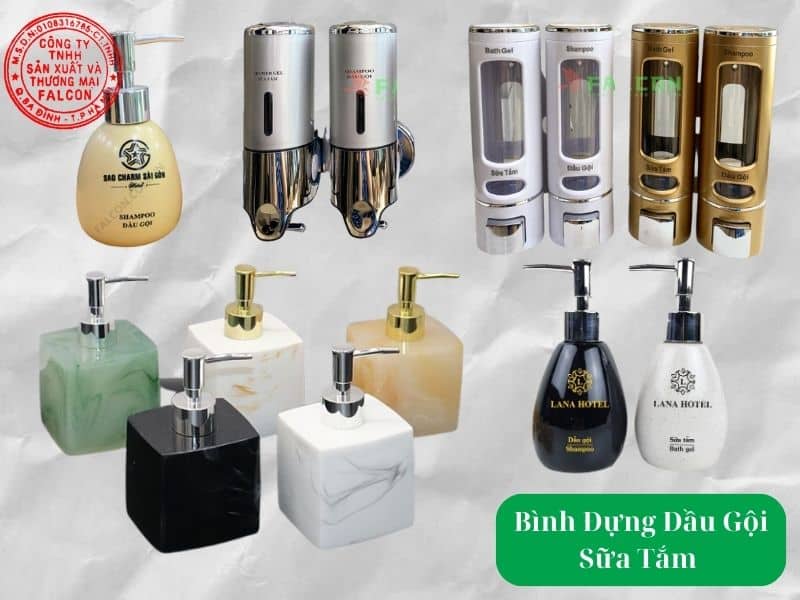 Các loại bình đựng dung dịch khách sạn