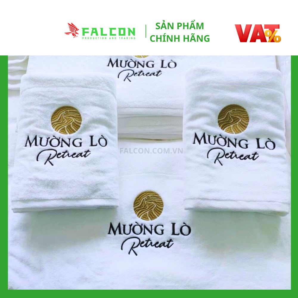 Khăn tắm khách sạn cao cấp thêu logo sang trọng, chất liệu cotton mềm mịn
