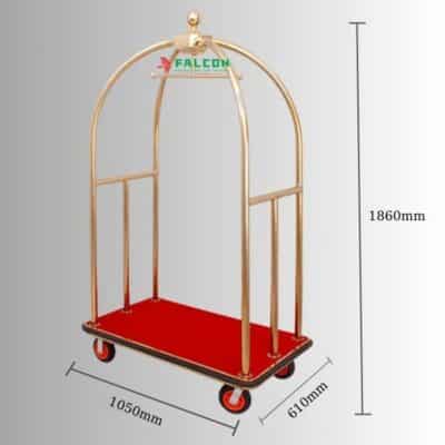 Xe chở hành lý lồng chim có kích thước phù hợp với tiêu chuẩn khách sạn