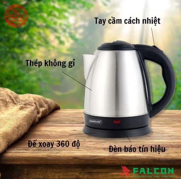 Ấm siêu tốc Sunhouse 1.5 Lít dung tích lớn đun sôi nhanh