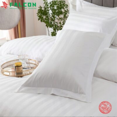 Bộ chăn ga gối vải sọc 3cm chuyên dụng cho khách sạn, nhà nghỉ