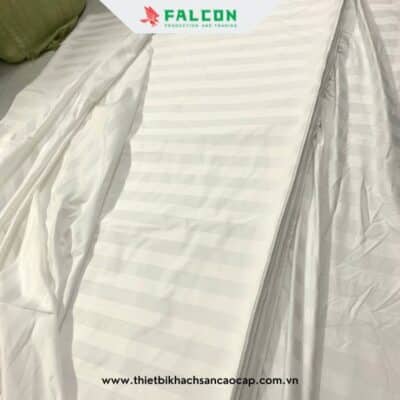 Cận chất của vải trắng kẻ dọc 3cm chất lượng