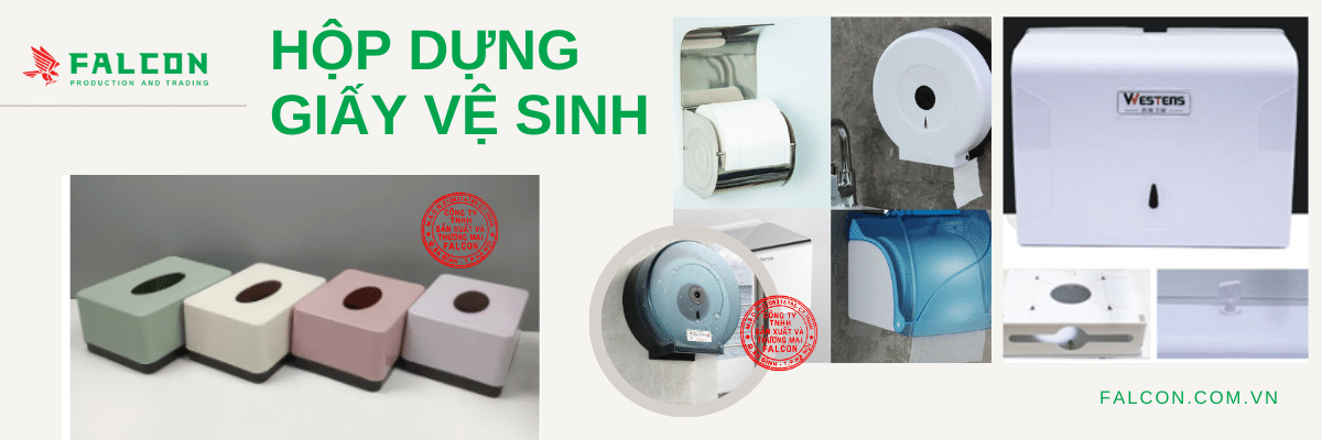 Banner hộp đựng giấy vệ sinh phòng tắm khách sạn