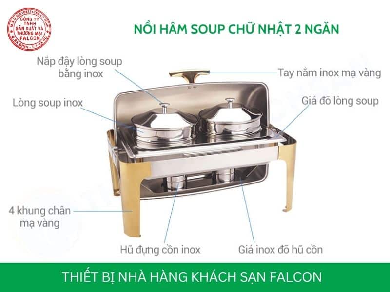 Nồi hâm soup tròn chân mạ vàng thiết kế tinh tế, bền đẹp và tiện lợi