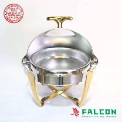 Nồi hâm buffet tròn chân đúc mạ vàng