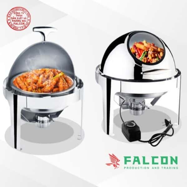 Nồi hâm buffet tròn chân đúc mạ vàng giữ nhiệt thức ăn trong tiệc buffet