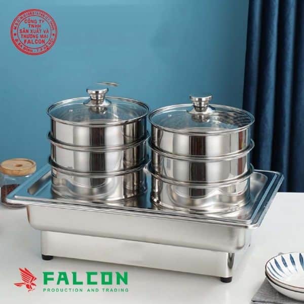 Dụng cụ buffet – nồi hấp dimsum inox tròn tinh tế cho nhà hàng, khách sạn