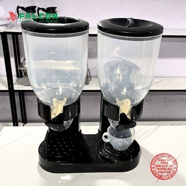 Bình đựng ngũ cốc 2 ngăn, chất liệu nhựa trong suốt cao cấp, chắc chắn 