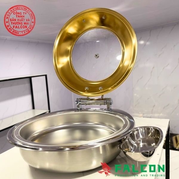 Nồi buffet tròn cho bếp từ cao cấp, giữ ấm món ăn và dễ sử dụng