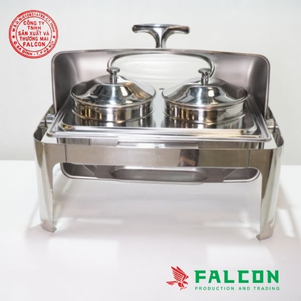 Nồi hâm soup tròn chân mạ vàng sang trọng, giữ nóng món soup hiệu quả