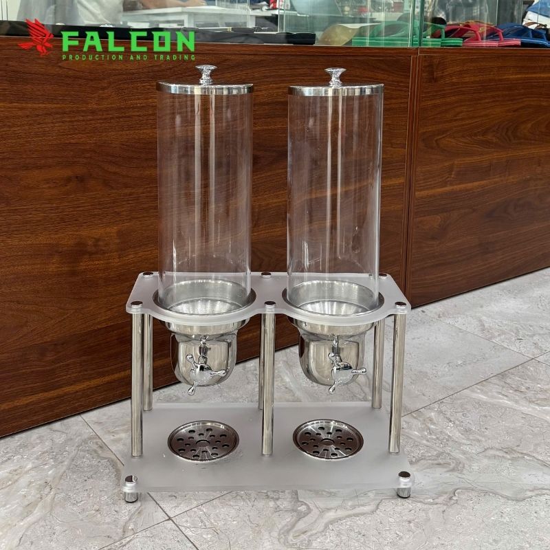 Bình đựng ngũ cốc buffet 2 ngăn cao cấp, thiết kế sang trọng cho khách sạn và nhà hàng