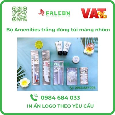 Bộ amenities trắng túi màng nhôm