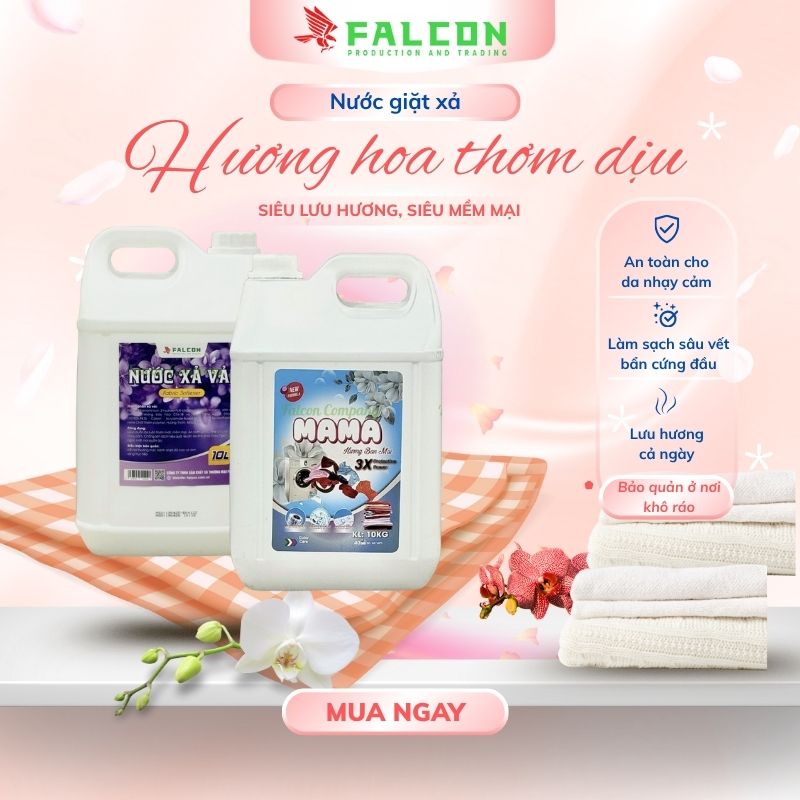 Sản phẩm can nước giặt xả 10L, công thức làm sạch hiệu quả, giữ màu vải bền lâu