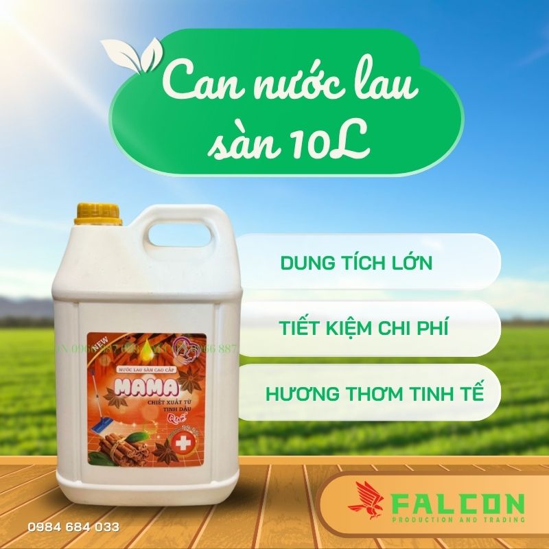 Sản phẩm can nước lau sàn 10L, công thức đậm đặc, làm sạch nhanh và tiết kiệm chi phí