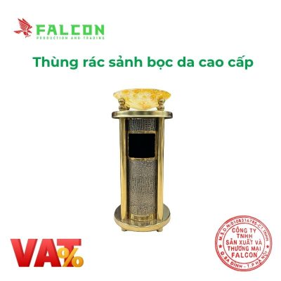 Thùng rác sảnh bọc da cao cấp