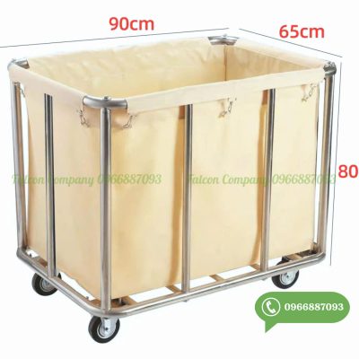Xe để đồ dơ hình chữ nhật cho khách sạn, bánh xe linh hoạt, dễ vận hành trong hành lang