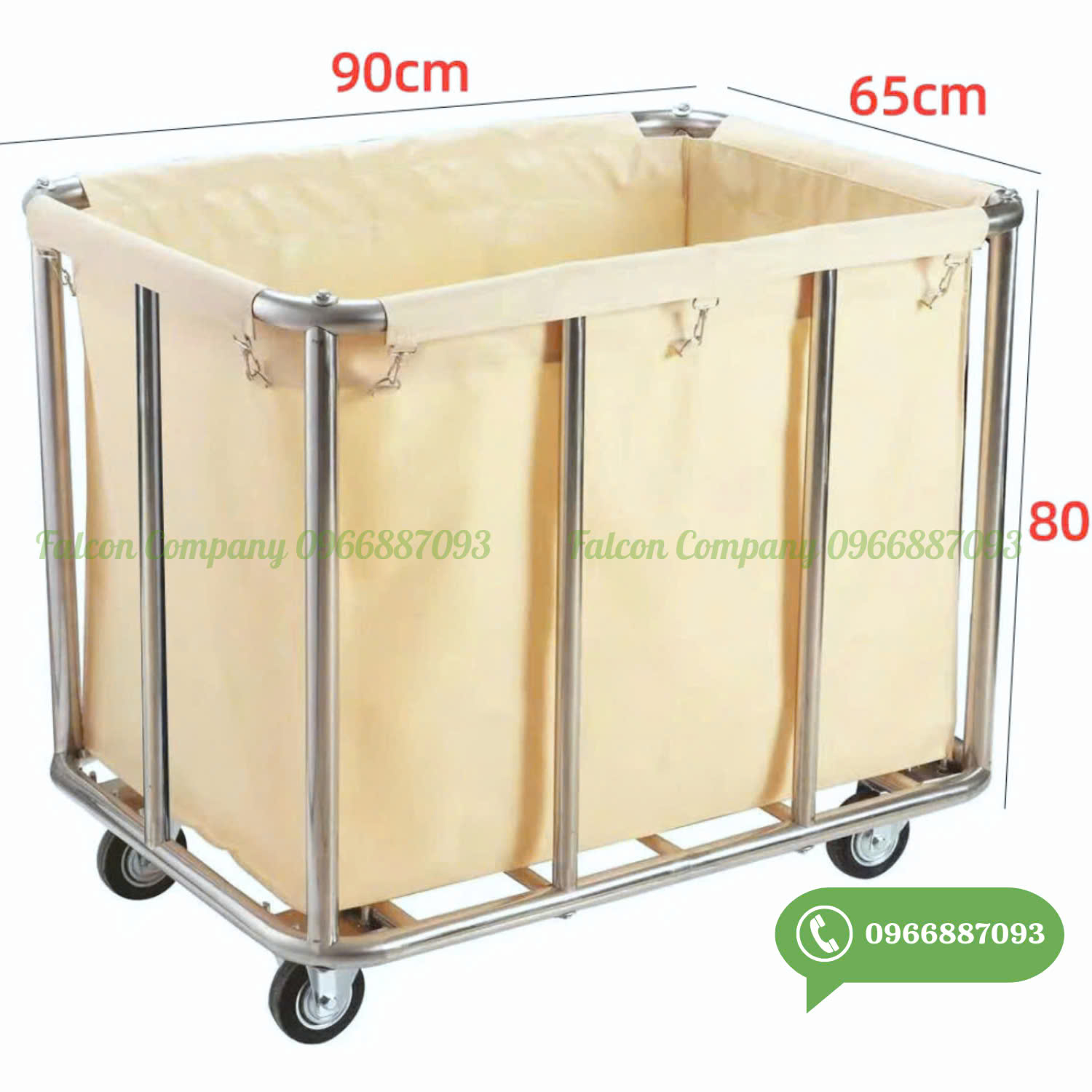 Xe để đồ dơ hình chữ nhật cho khách sạn, bánh xe linh hoạt, dễ vận hành trong hành lang